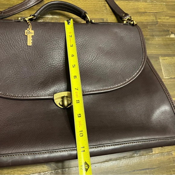 Jack Georges Brown Leather Turn Lock Briefcase Shoulder Bag Messenger - Picture 15 of 16